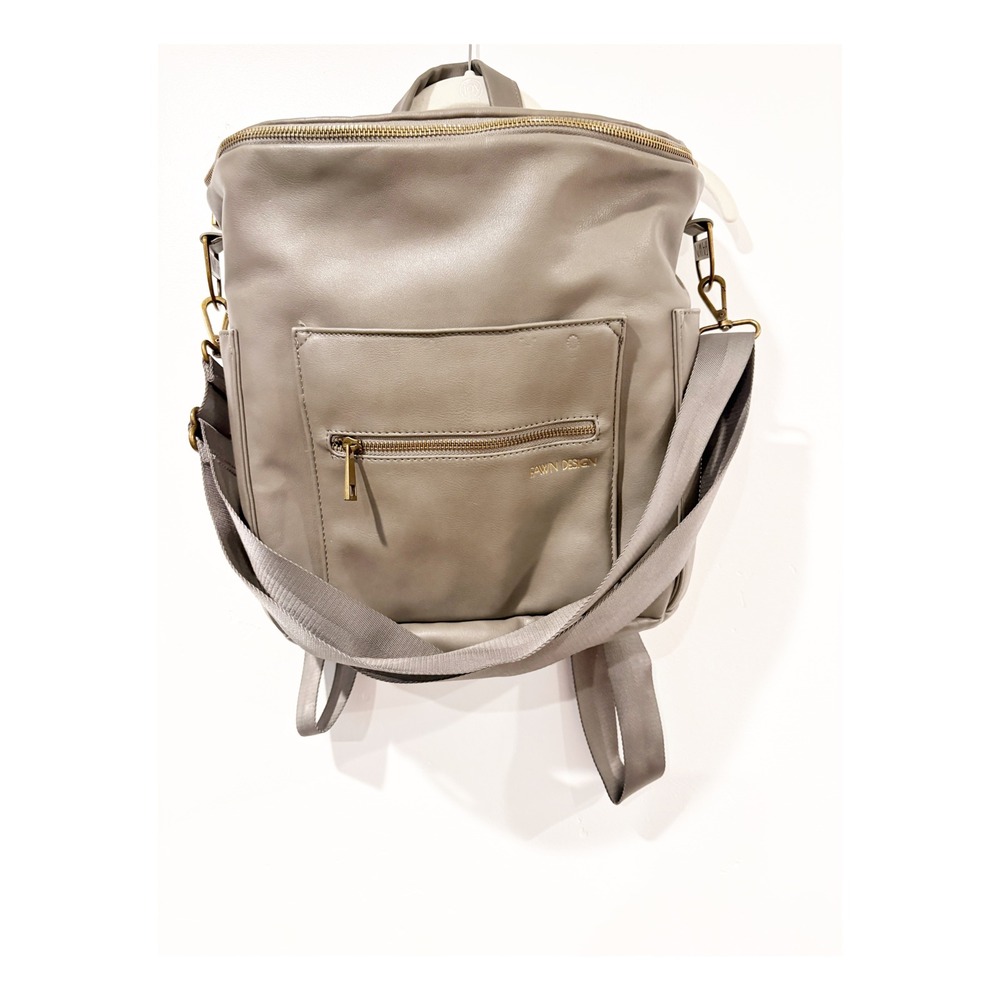 Fawn Design Original Diaper Bag Grey Vegan Leather‎ Convertible Backpack